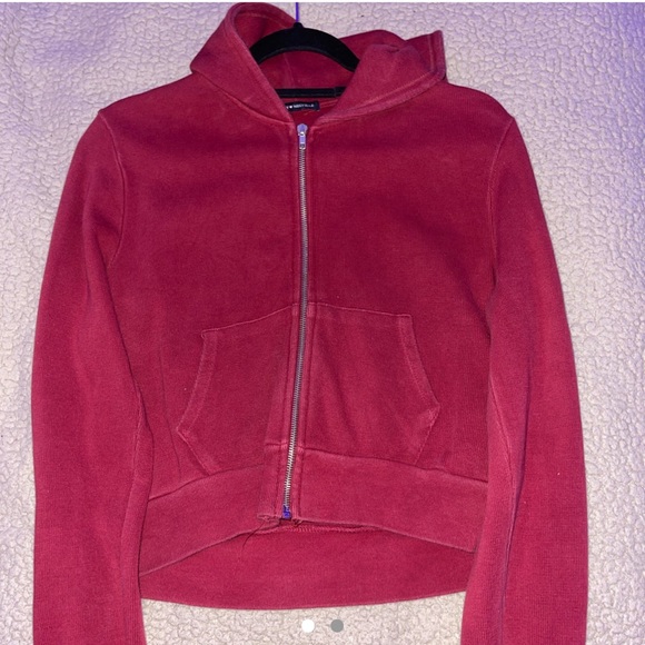 Burgundy brandy Melville zip up sweater - Picture 1 of 2
